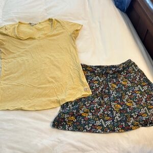 Toad and Co Yellow Striped Top and Floral Skort Set